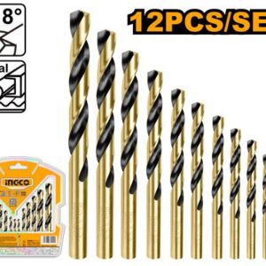12 Pcs HSS
twist drill bits set