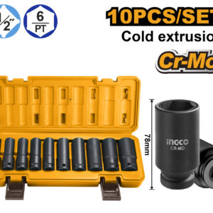 10 Pcs 1/2" deep impact socket set
