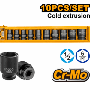 10 Pcs 1/2"DR.
impact socket set